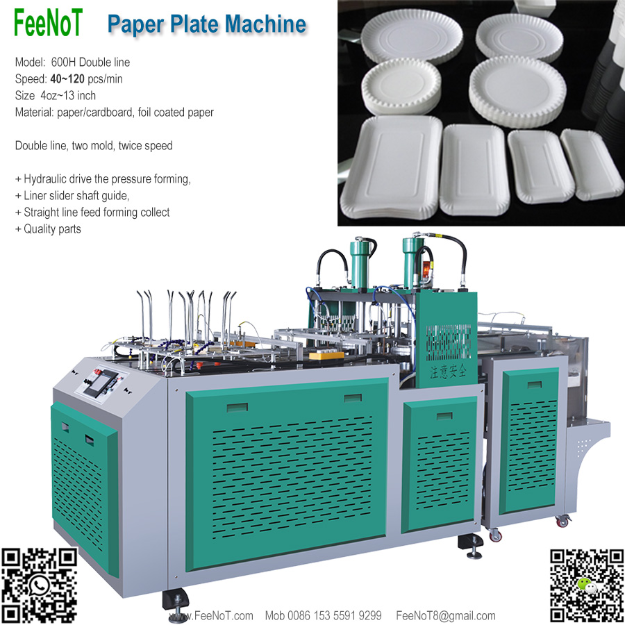Paper plate tray dish forming machine with collector