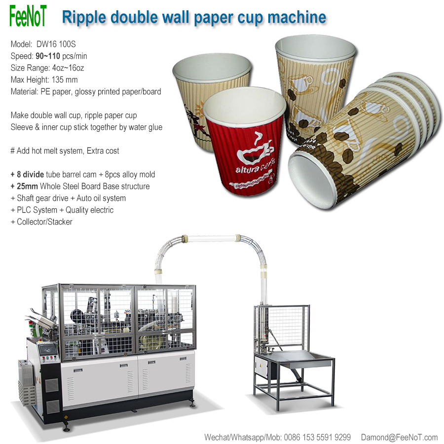 ripple paper cup making machine 100S new tech